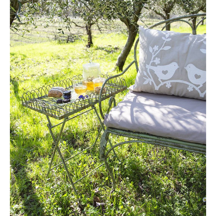Cuscino colore lino con uccellini bianchi 40 x 60 cm