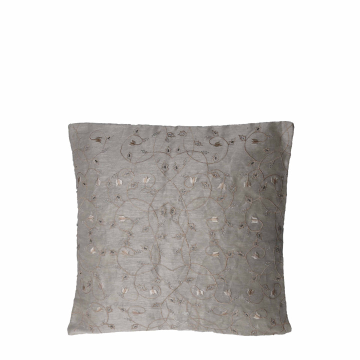 Embroidered silk pillow case with small pearls 40x40 cm