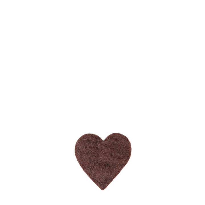 Set de 6 coeurs en feutre couleur marron h6 cm