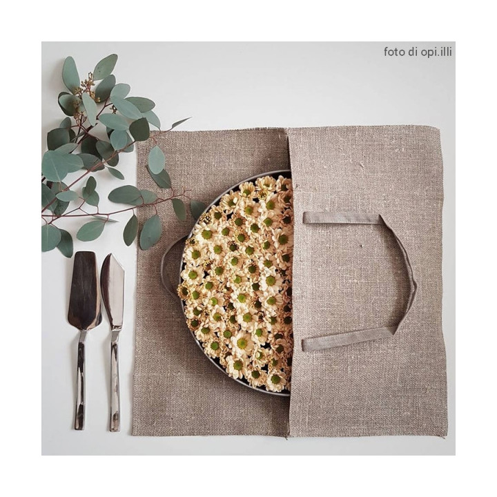 100% linen natural color cake bag 2 handles 41 x 42 cm