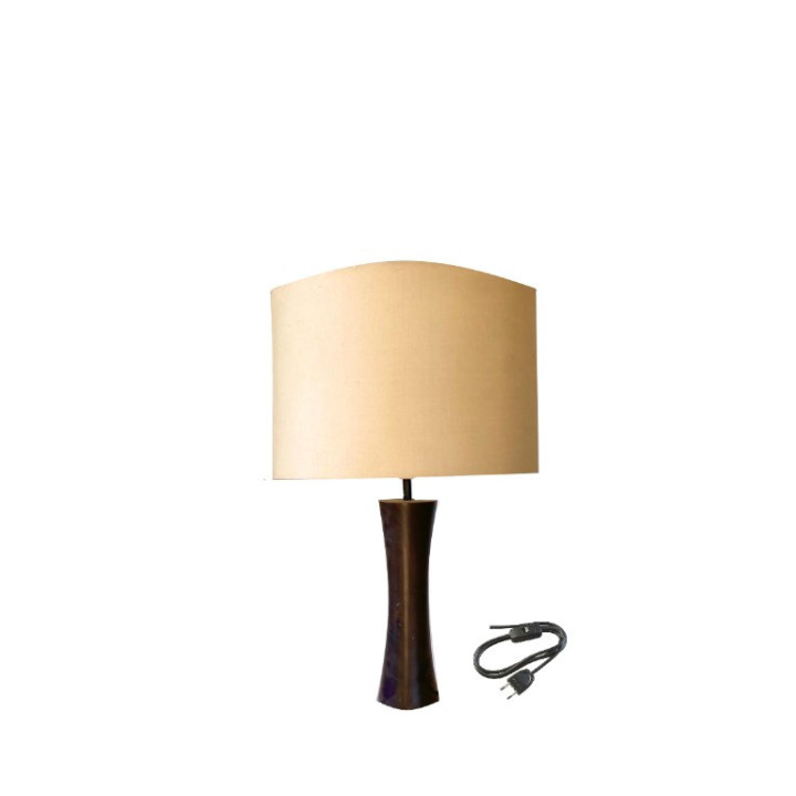 Lamp with dark wooden base and cream lampshade d40 h60 cm