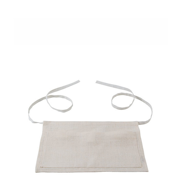 Grembiule a vita 100%lino grezzo 3 tasche bianco 25 x 37 cm