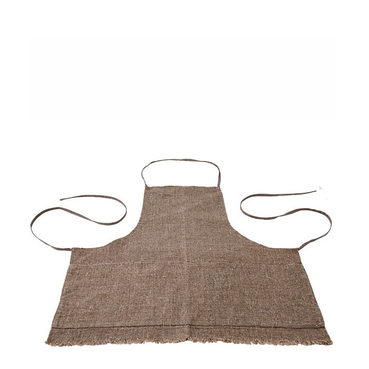 Grembiule 100%lino grezzo frange 5 tasche naturale