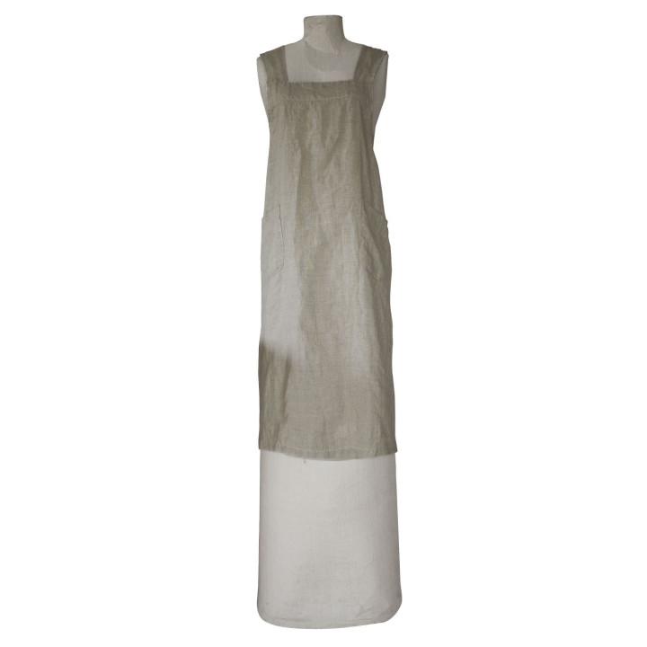 Tablier 100% lin naturel avec bretelles croisee