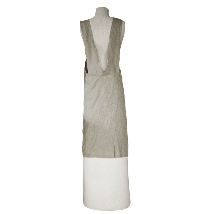 Tablier 100% lin naturel avec bretelles croisee