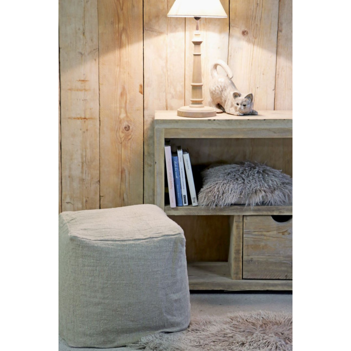 100% raw soft linen cube with removable filling 52x52 h52 cm
