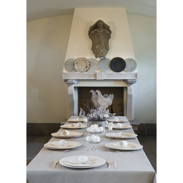 Natural color waterproof 50%linen 50%cotton tablecloth 160 x 270 cm