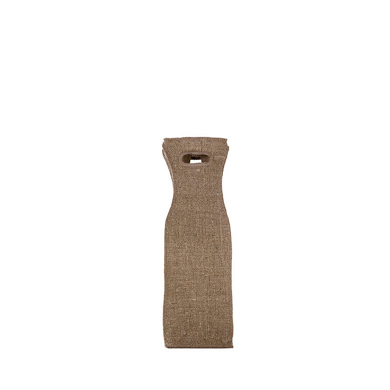 Natural col. 100%linen bottle carrier with 2 oval handles 11.5 x 11.5 h36 cm