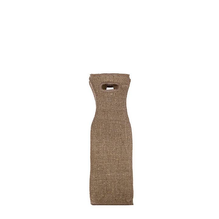 Natural col. 100%linen bottle carrier with 2 oval handles 11.5 x 11.5 h36 cm
