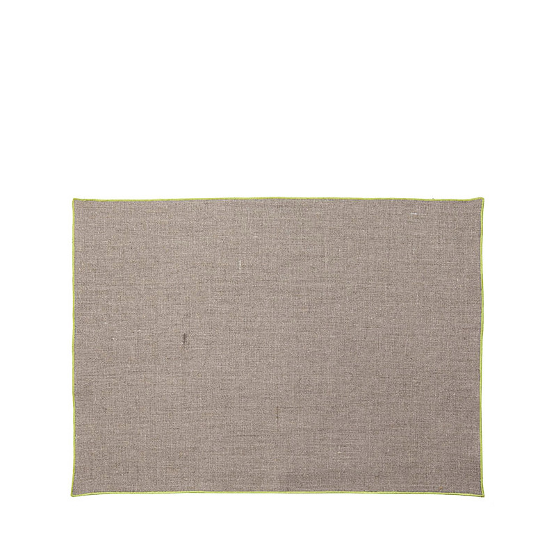 Tovaglietta 100% lino liscio04 naturale bordo verd 35 x 50 cm