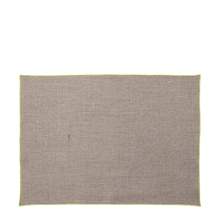 Set de table americain lisse 100% lin bord vert 35 x 50 cm