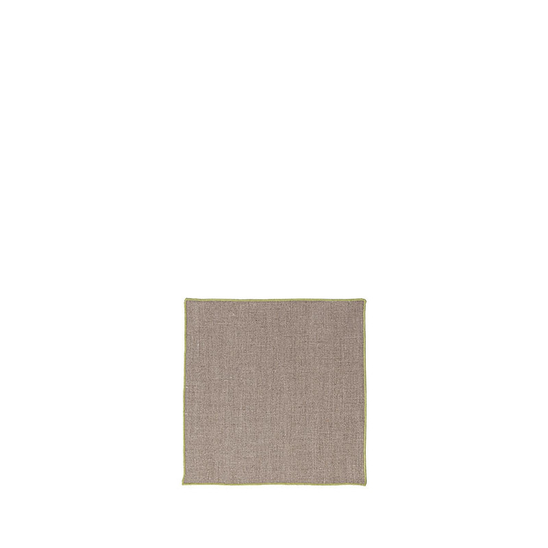 Tovagliolo 100% lino liscio04 naturale bordo verde 24 x 24 cm