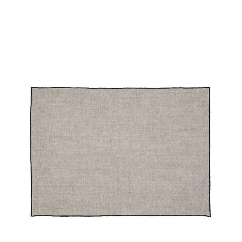 Tovaglietta 100% lino liscio04 naturale bordo nero 35 x 50 cm