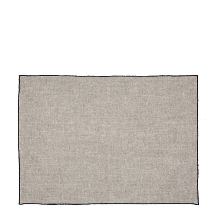 Tovaglietta 100% lino liscio04 naturale bordo nero 35 x 50 cm
