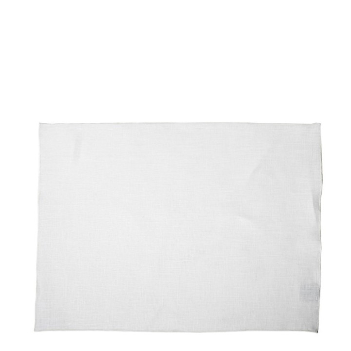 Set de table lisse 100%lin blanc bordure 35 x 50 cm