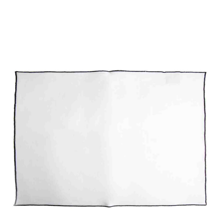 Set de table americain 100% lin lisse blanc avec bord noir 35 x 50 cm