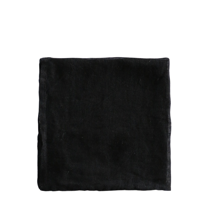 Serviette mousseline noire en 100% lin 46 x 46 cm