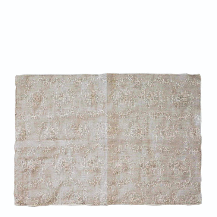 Set de table 100%lin gratte naturel avec decors creme 35 x 50 cm