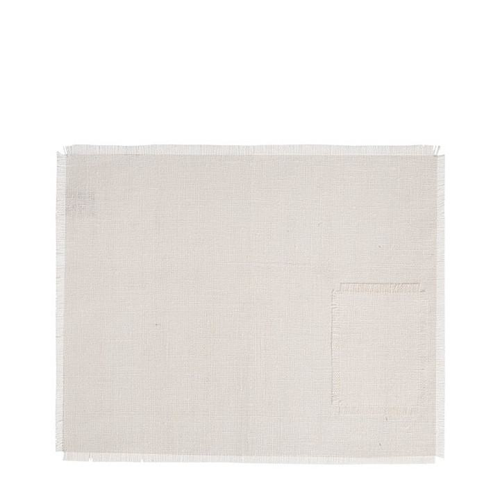 100% white raw linen placemat with pocket 35 x 48 cm