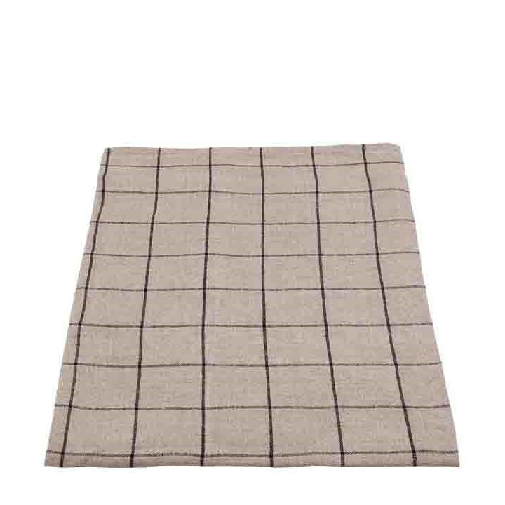 100% linen tablecloth 110*110 cm natural black checks