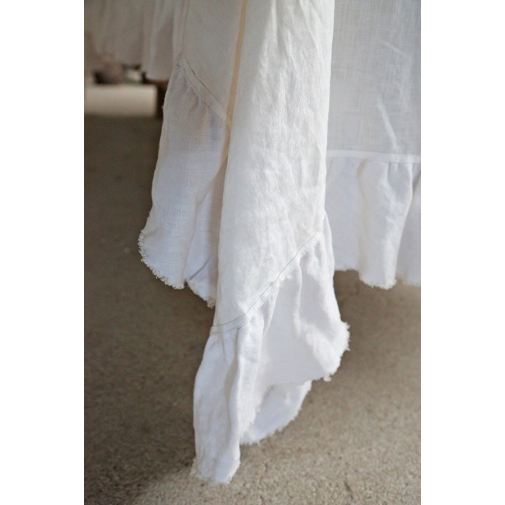 156*284 cm 100%linen tablecloth white frilled edge