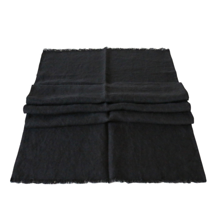 Runner bistrot 100% linen21 black fringes 50 x 160 cm