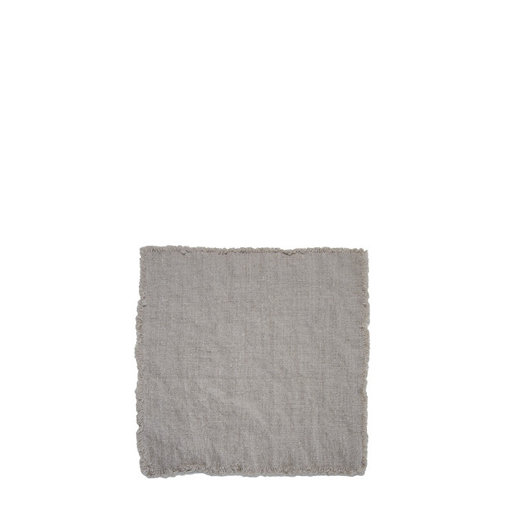 Serviette couleur naturelle 100% lin avec franges 26 x 26 cm
