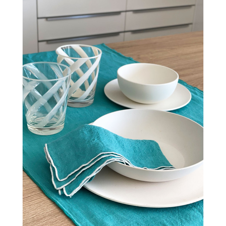 100% linen napkin white hem 40x40 cm