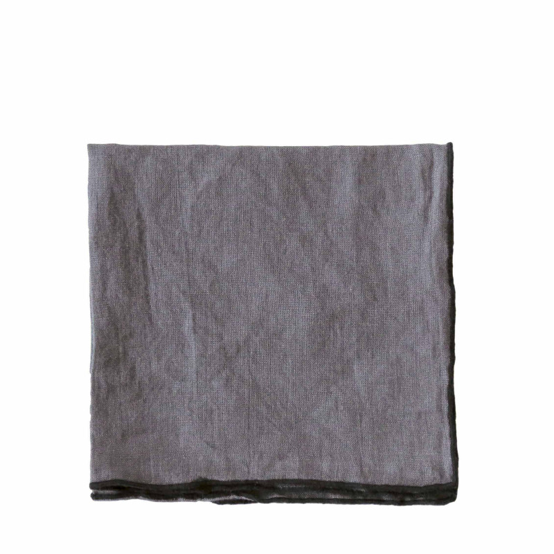 100% linen napkin black hem 40x40 cm