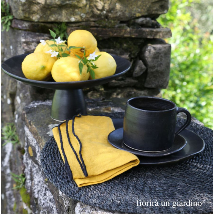 Serviette 100% lin bord noir 40x40 cm