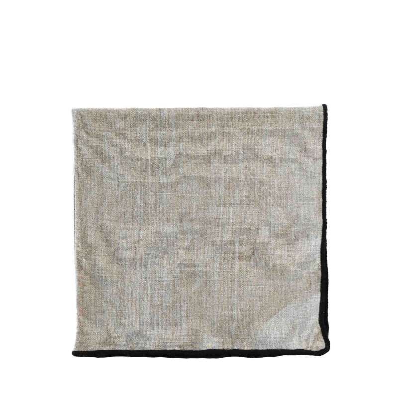 100% linen napkin black hem 40x40 cm