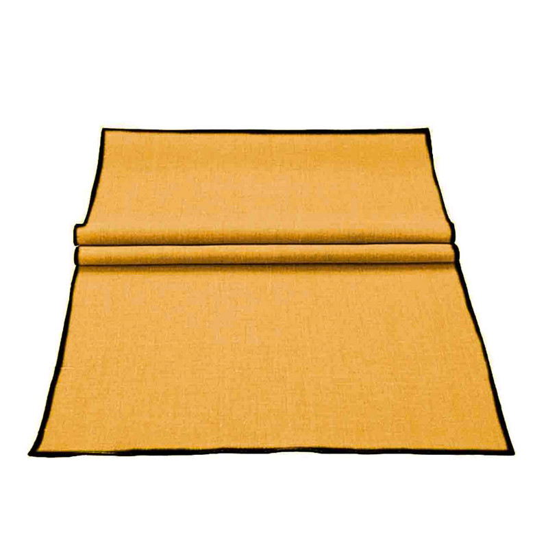 100% linen runner 50 x 140 cm black hem