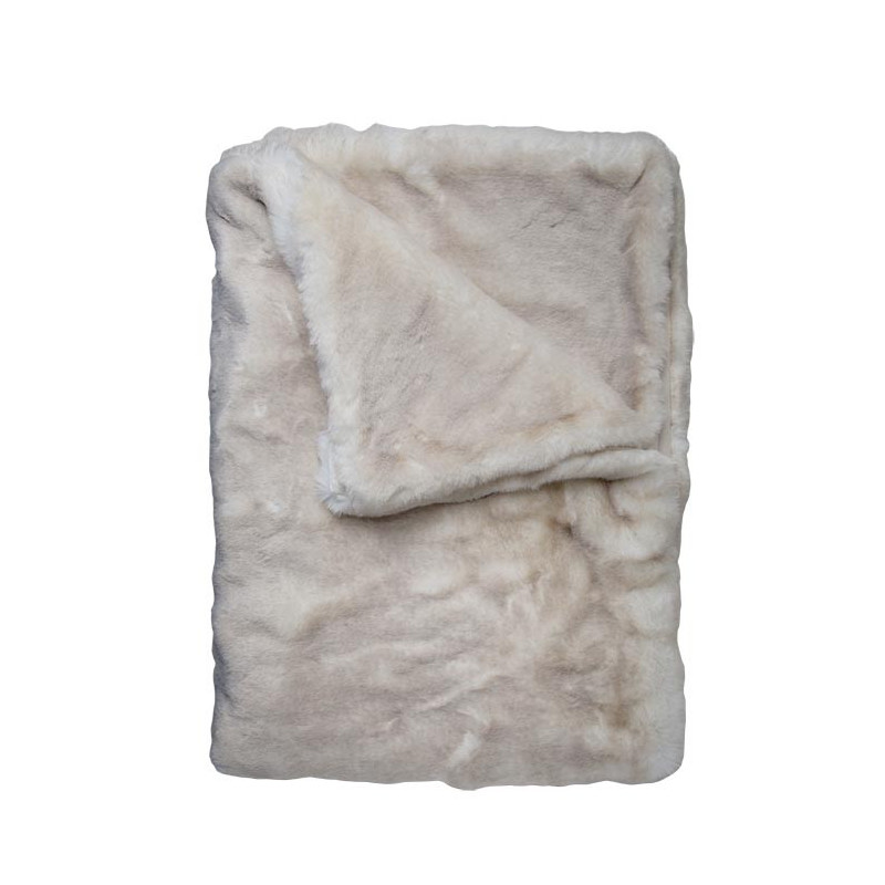 Couverture fourrure blanc/lin  150x 200cm