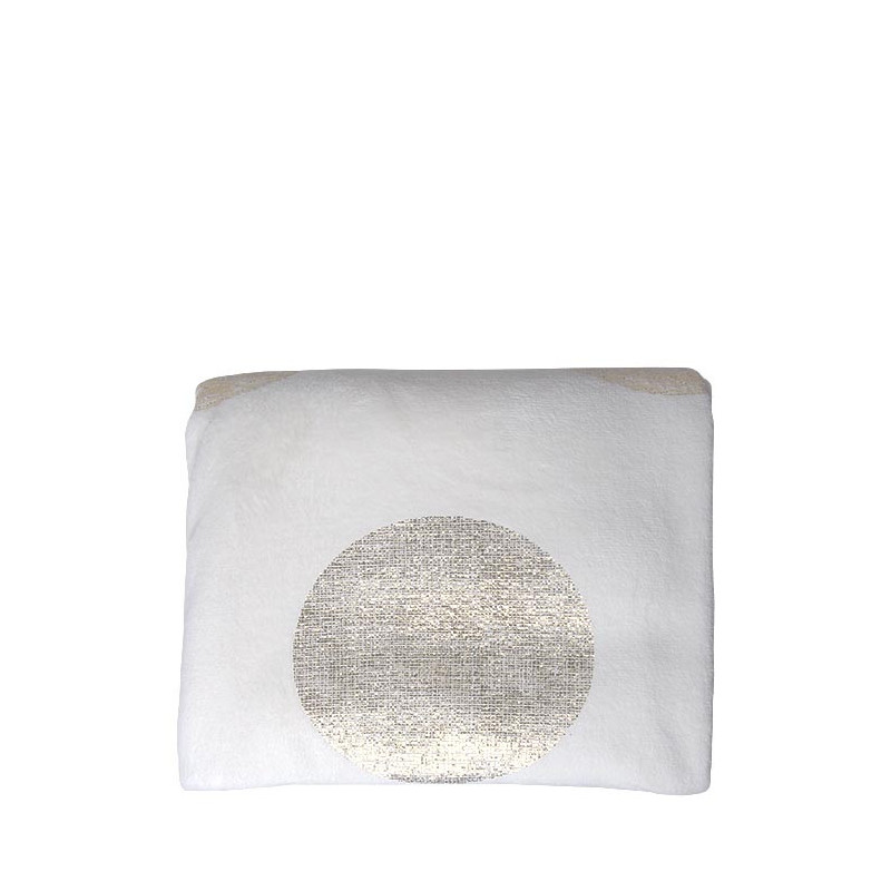 White pile blanket with golden dots 130 x 160 cm