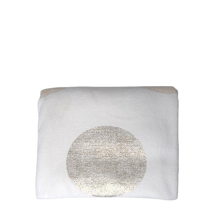 White pile blanket with golden dots 130 x 160 cm