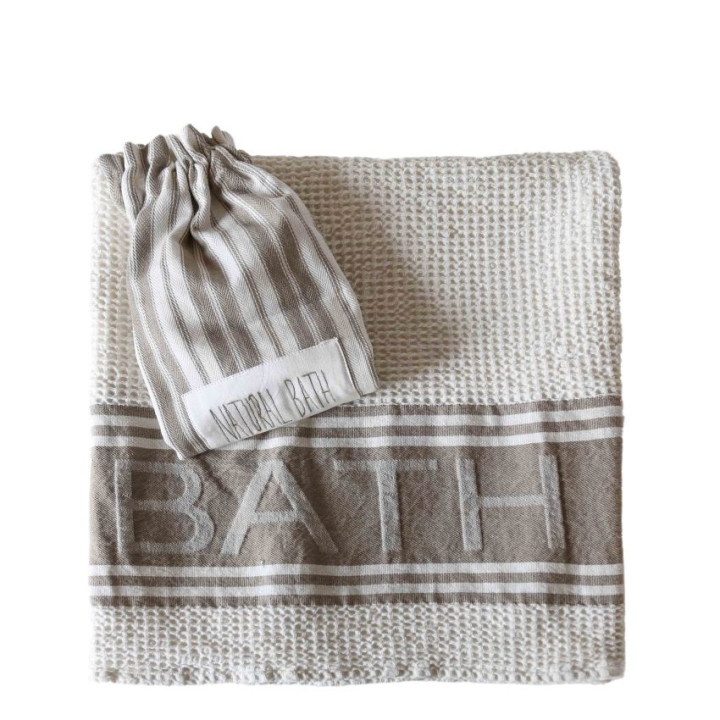 "natural bath" waffle towel with envelope
