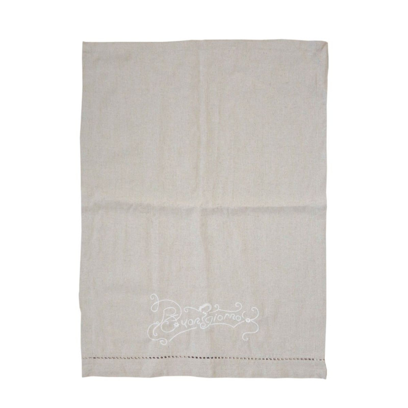 Natural cotton towel "goodmorning" embroidery