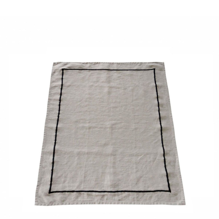 100%linen dishcloth natural color with black frame 50x66 cm