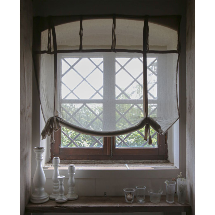 Linen cotton gauze curtain with one rollup panel 110x280cm