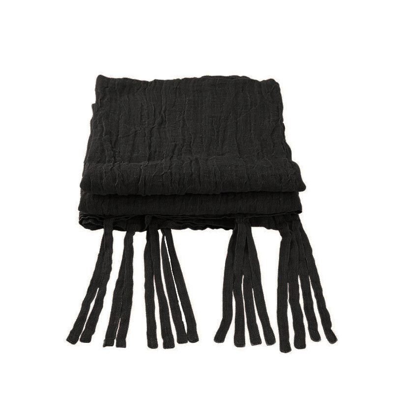 Tenda 100%lino garzata nera +20cm lacci 150 cm