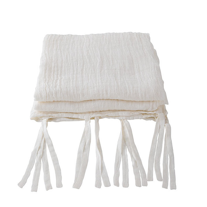 100%linen gauzed curtain with laces cream color 150 x 280 cm