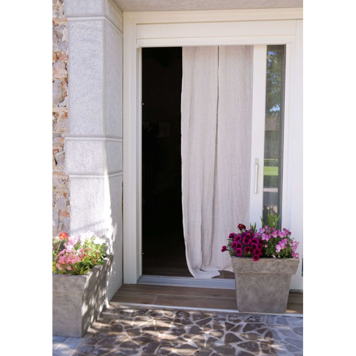 100%linen gauzed curtain with laces cream color 150 x 280 cm