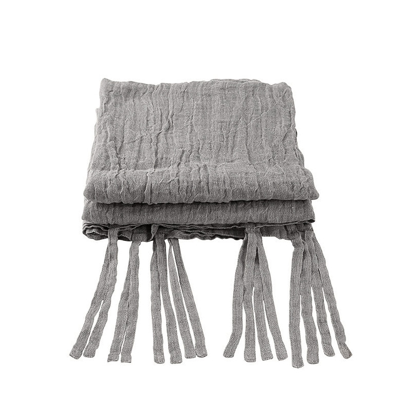 100%linen gauzed curtain with laces grey color