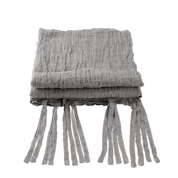 100%linen gauzed curtain with laces grey color
