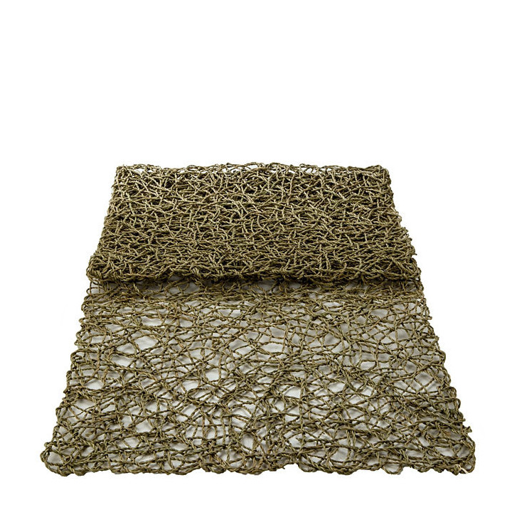 Runner aggrovigliato in abaca verde 50 x 150 cm