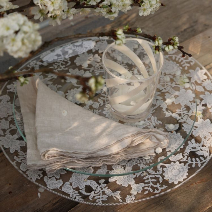 Sous-plat en pvc transparent avec fleurs