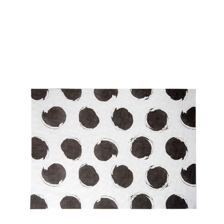 Set americain blanc avec pois noirs 75%pvc 25%polyester  33 x 45 cm