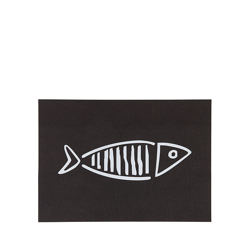 Cellulose fiber placemat black with white fish