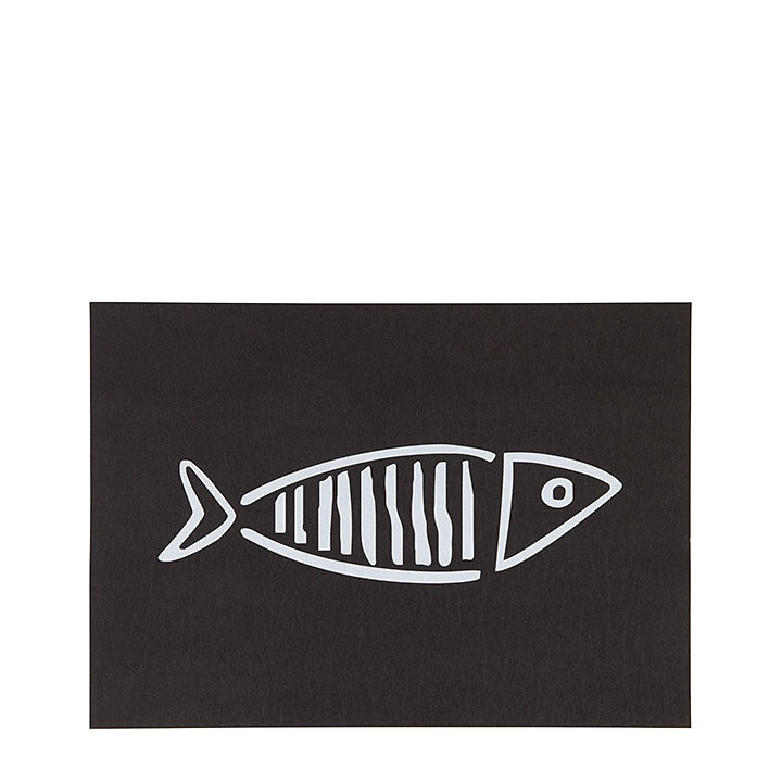 Tovaglietta in fibra di cellulosa nera con pesce 31.5 x 47 cm