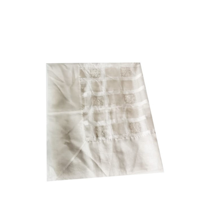 Ivory organza tablecloth with beads snowflakes decoration 150x250 cm